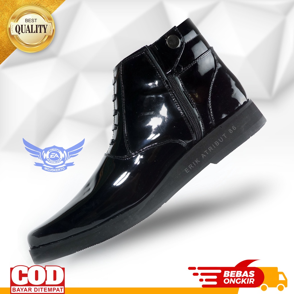 Sepatu pdh tinggi sol tebal/sepatu pdh polri sepatu denawari