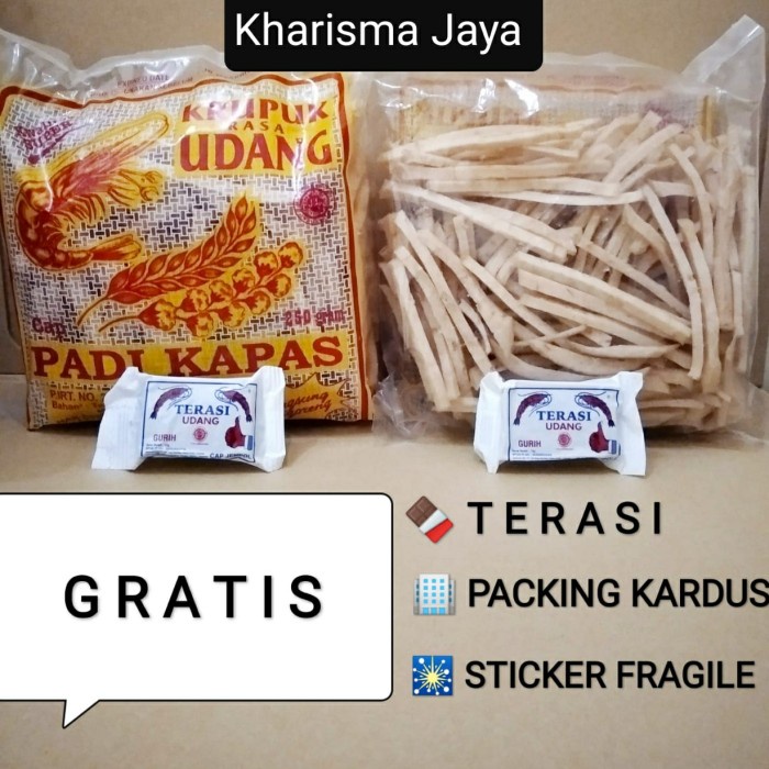 

NEW Kerupuk Stick Udang Cap Padi Kapas 250gr dan GRATIS terasi