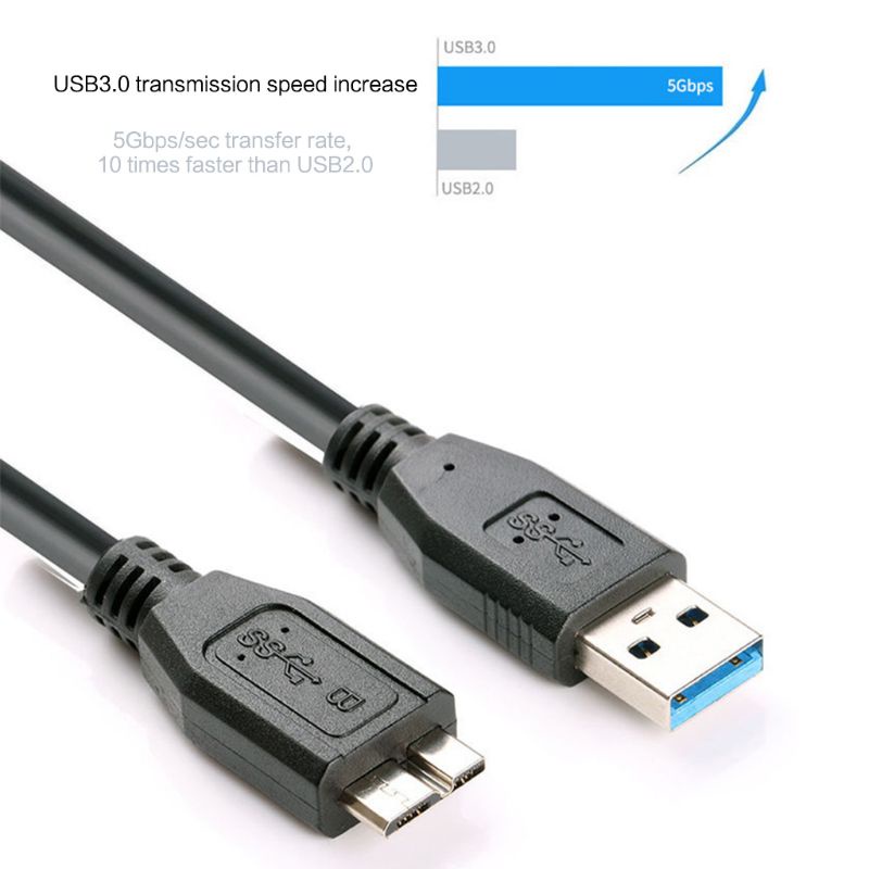 Btsg Kabel USB 3.0 Lead Portable Untuk Hardisk Eksternal Disk Data Line Hitam 30cm/11.8in