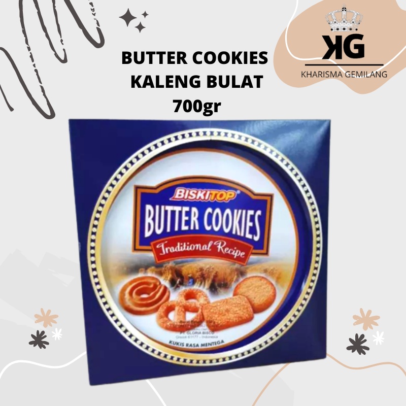 

BISKITOP - BUTTER COOKIES 700g Dan 350g Biskuit Kaleng Dus Biscuit Lebaran Snack Cemilan Anak Manis Kue Kering Kiloan Gula