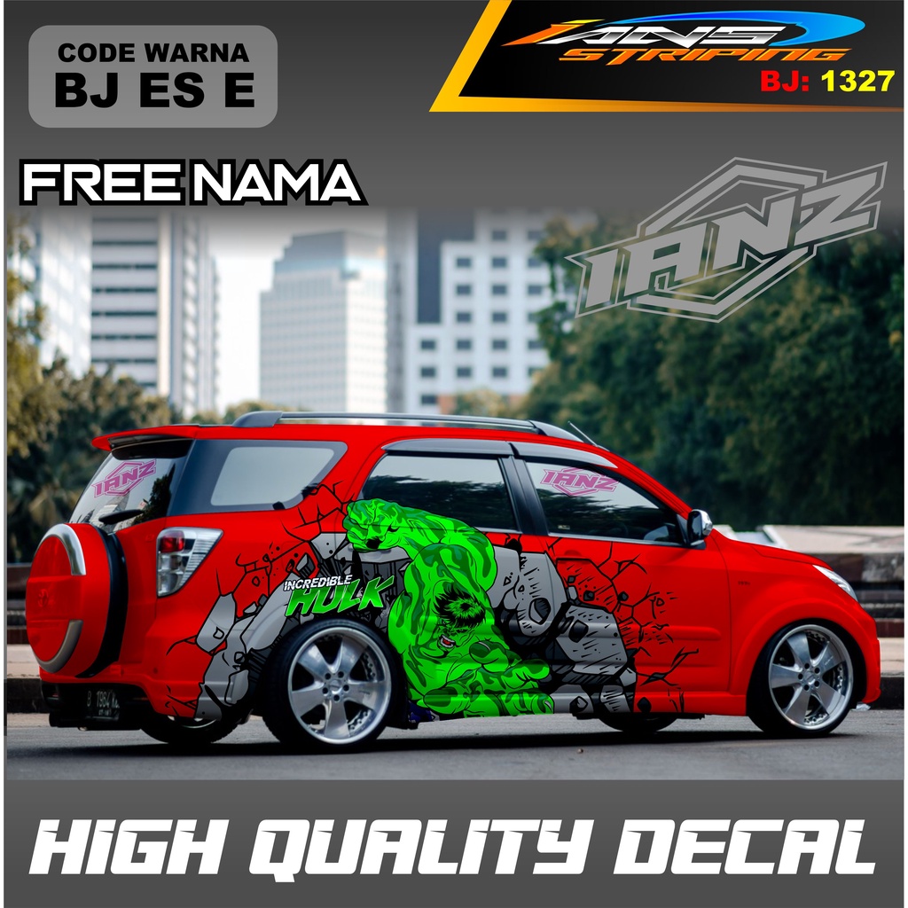 STIKER DECAL MOBIL TERIOS MOTIF HULK / DECAL STICKER MOBIL AVANZA INNOVA XENIA / STIKER MOBIL TERMURAH