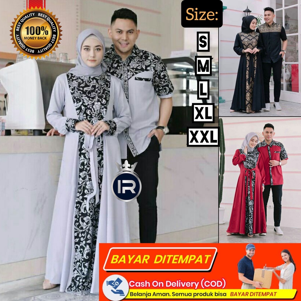 baju batik set couple dress gamis kondangan couple pasangan tunangan lamaran hem fashion muslim musl