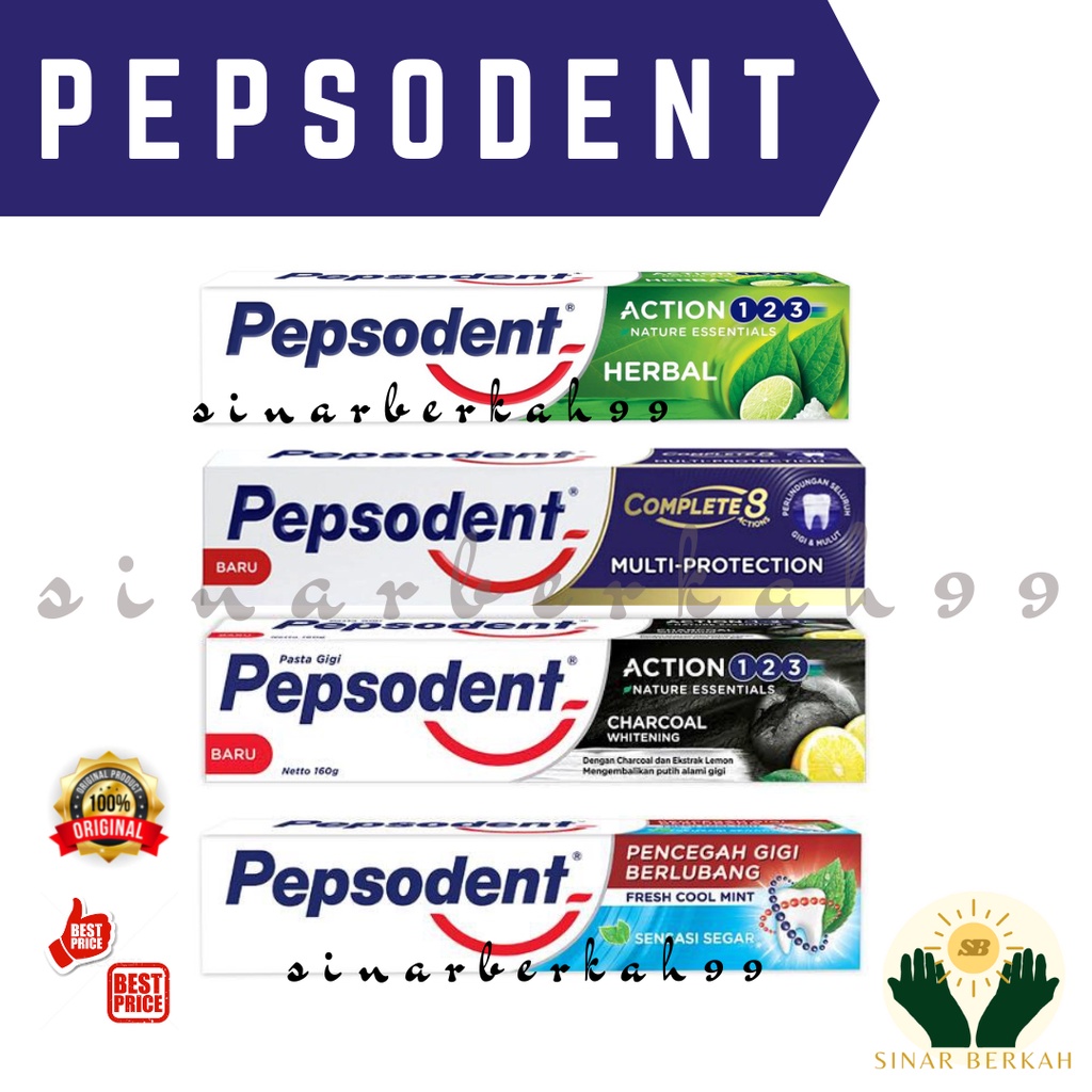 Aneka Pepsodent Herbal 190 Gram /  Complete 8 150 Gram /  Charcoal 160 Gram / Fresh Cool Mint 190 Gr