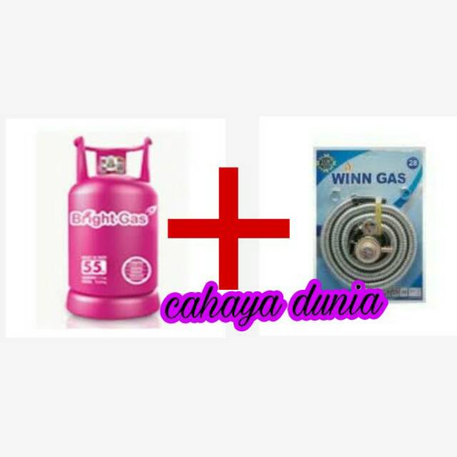 TABUNG GAS BRIGHT GAS PINK+SELANG GAS WINN GAS