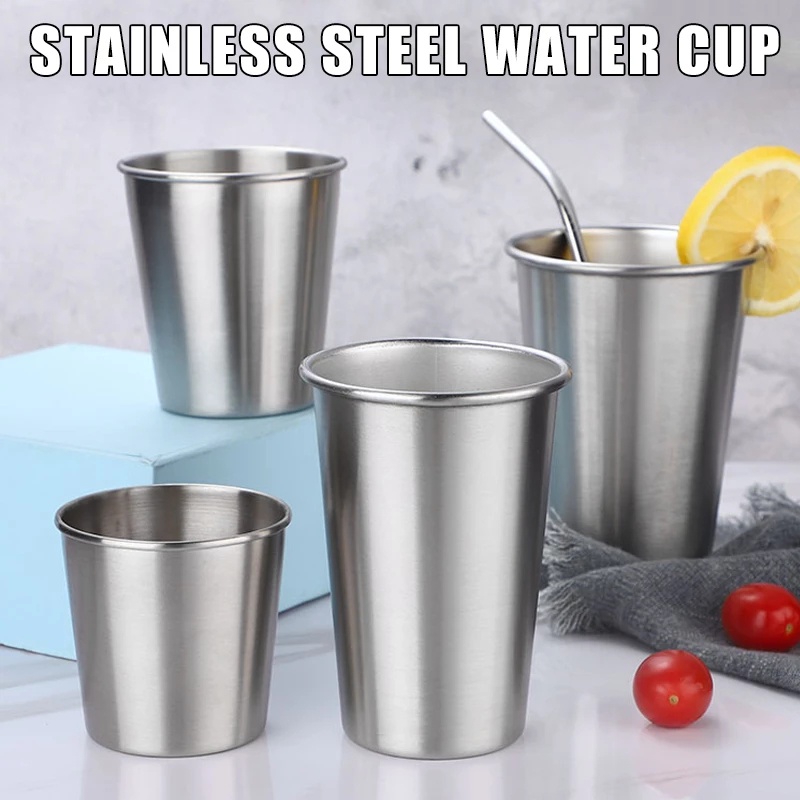 1PCS 304 Stainless Steel Metal Portable Beer Cup for Outdoor Travel  Home Camp Mugs Kitchen Useful Tableware