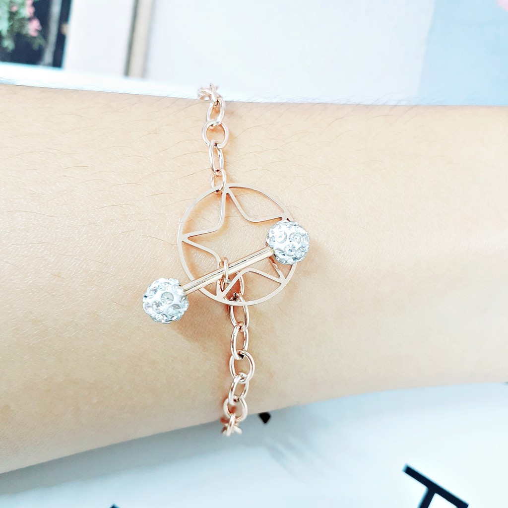 Gelang Titanium Big Star Korean Style Rosegold - BB579