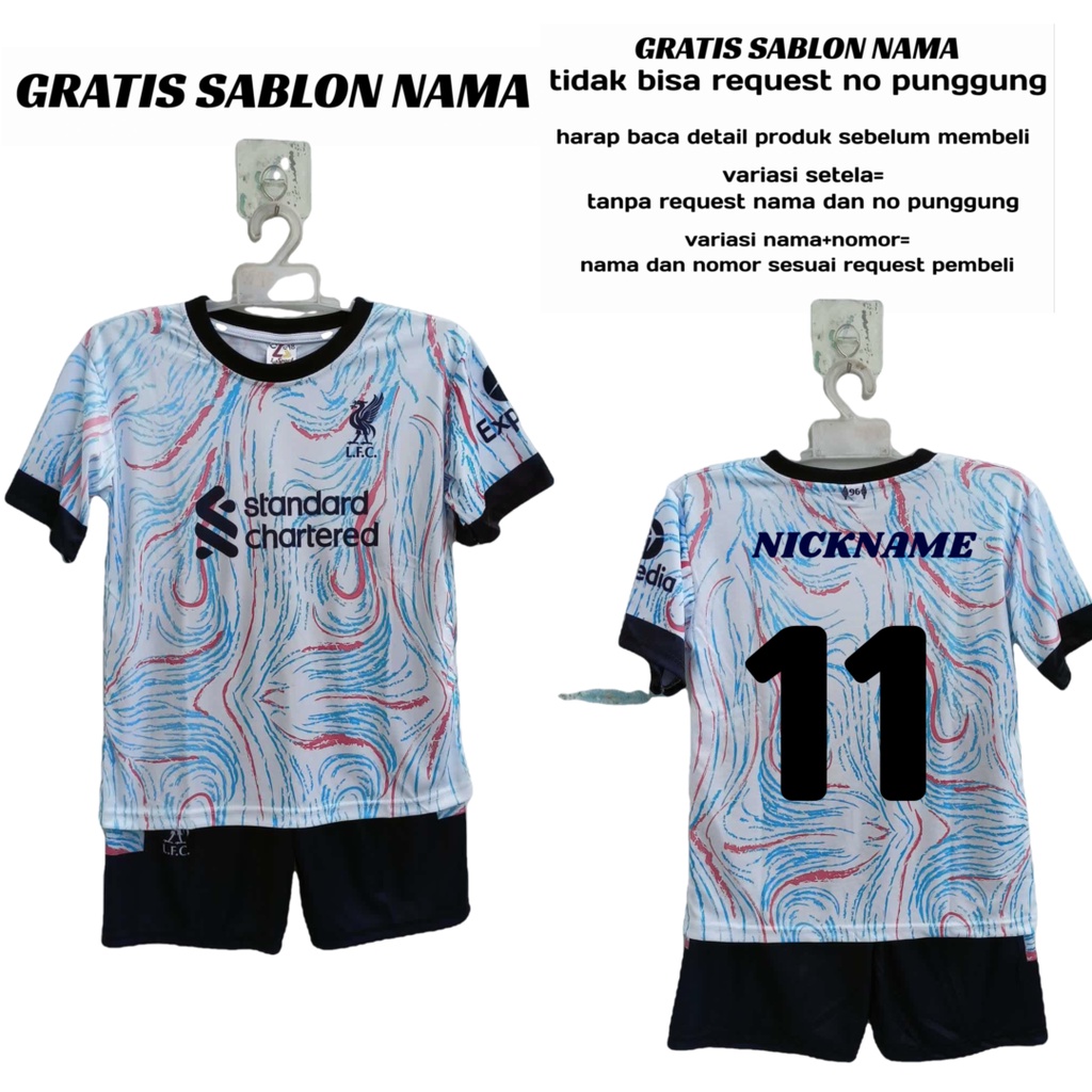 JERSEY BAJU BOLA ANAK LIVERPOOL PUTIH/BAJU BOLA LIVERPOOL KIDS PRINTING SIZE 5-12THN