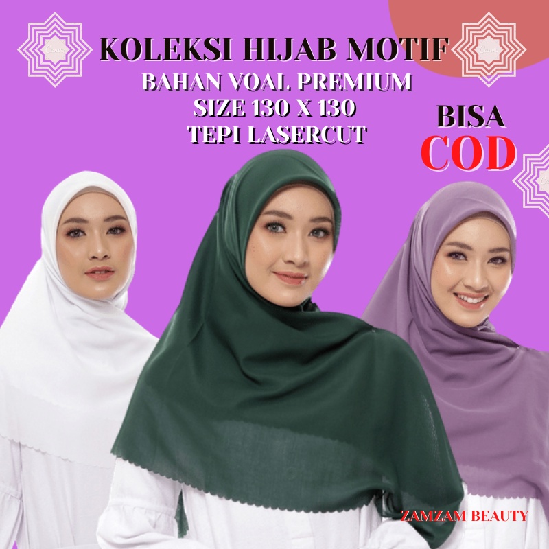 Jilbab Segi Empat Voal Polos Premium Jumbo Hijab Terbaru Kerudung Segi Empat Polos Ukuran 130x130 Ba