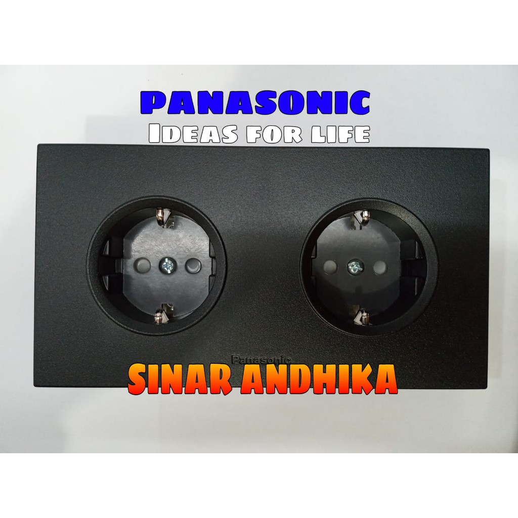 STOP KONTAK DOUBLE GROUNDING (CP) HITAM STYLE E PANASONIC WESJP 11222B