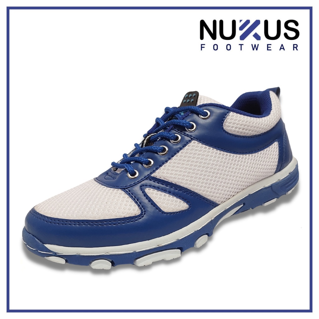 Nukus Sepatu Pria Tali Pendek Sneakers Putih Biru - NKTM B 06