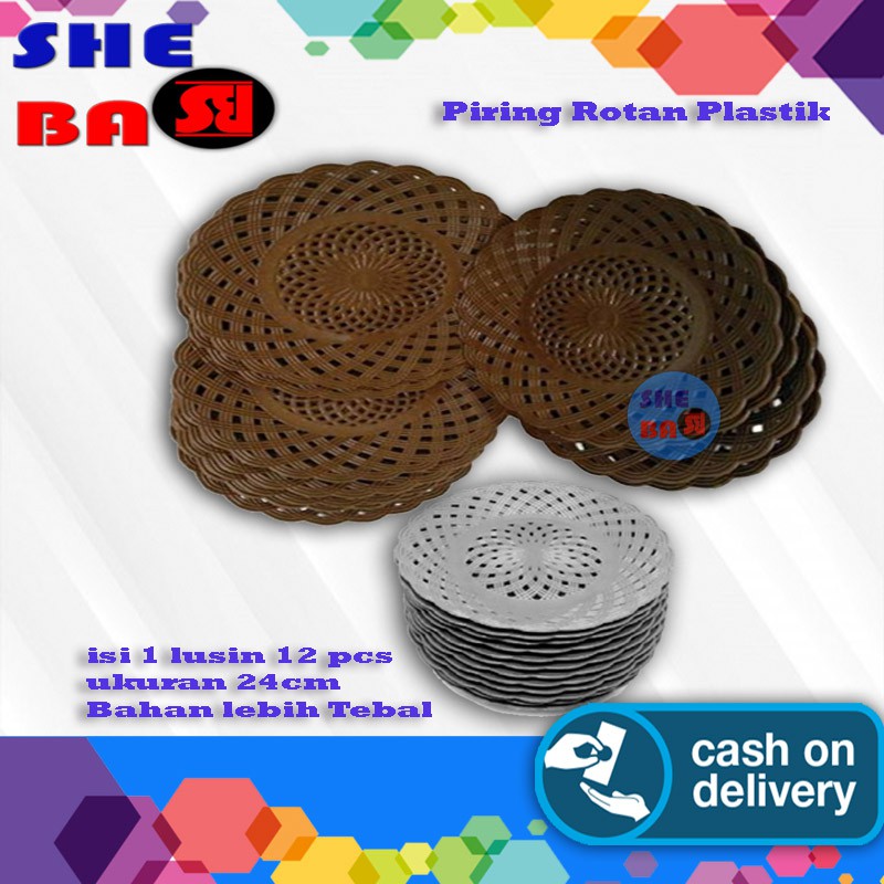 Piring Plastik Piring Rotan Plastik Lusinan
