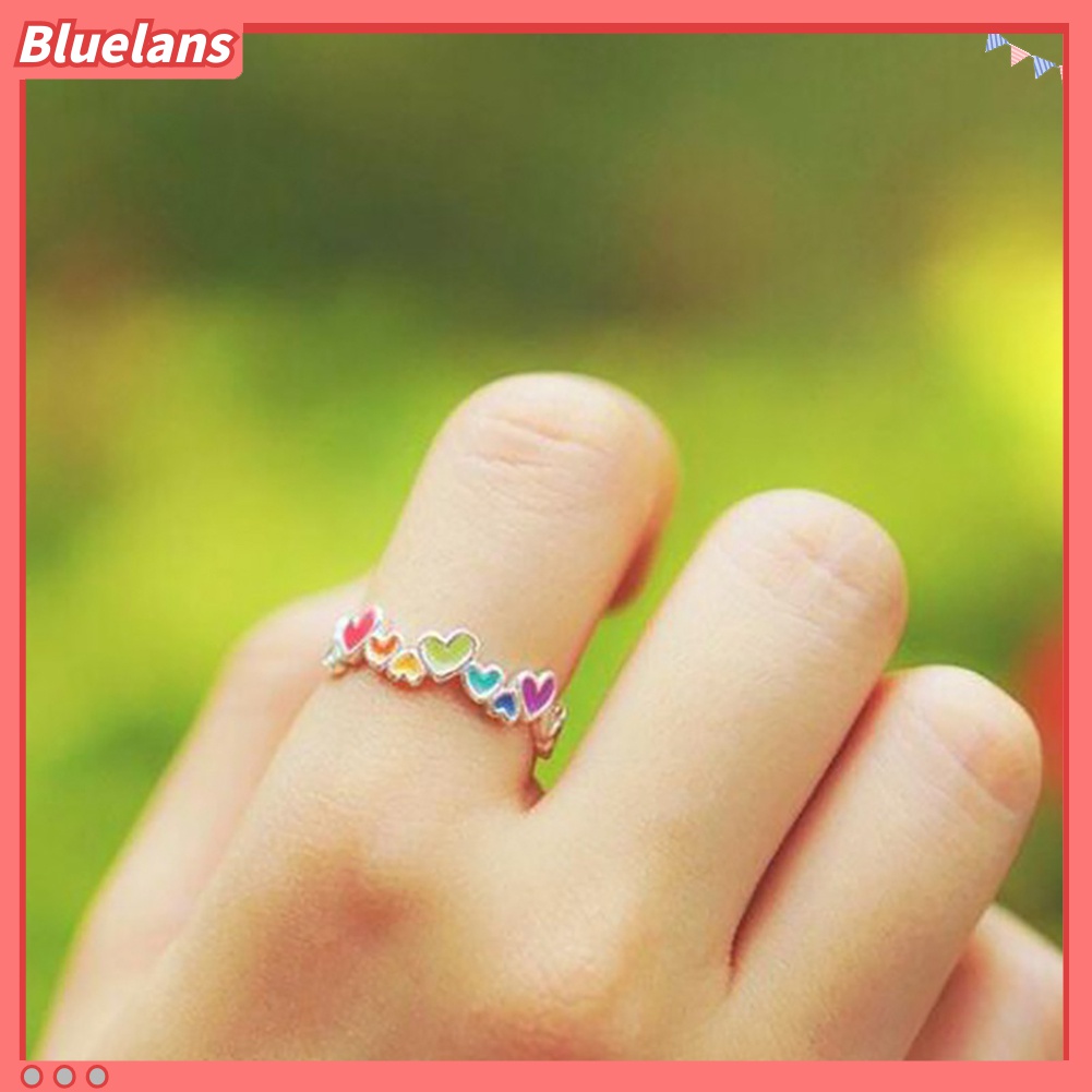 Cincin Luminous Warna-Warni Bentuk Hati Untuk Pasangan