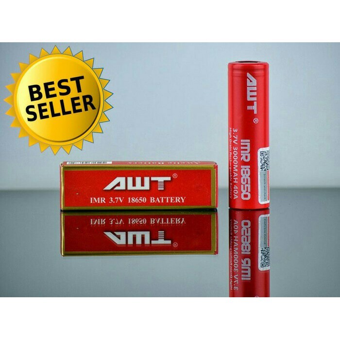 Baterai Vapor AWT MERAH 3000mAh 40A Battery 18650 Rokok Elektrik Professional - 1 PCS