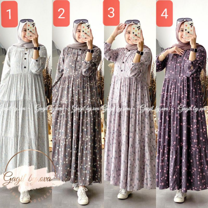 ALEERA Gagil By Ova Original Syari - Gamis Syar'i Kekinian motif cantik nyaman dipakai
