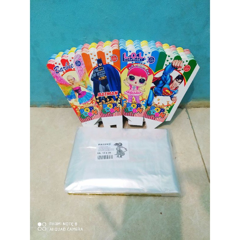 Jual Kertas pop corn +Plastik pop corn 100 lembar / kertas Kemasan pop