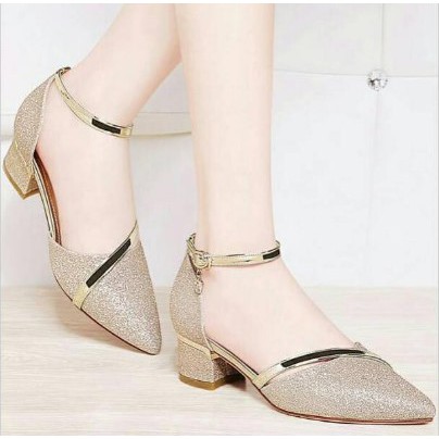 F 14 hak tahu sepatu gliter wanita