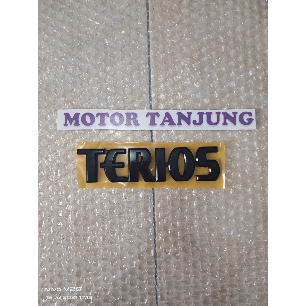 emblem tulisan terios warna hitam doff hitam glossy