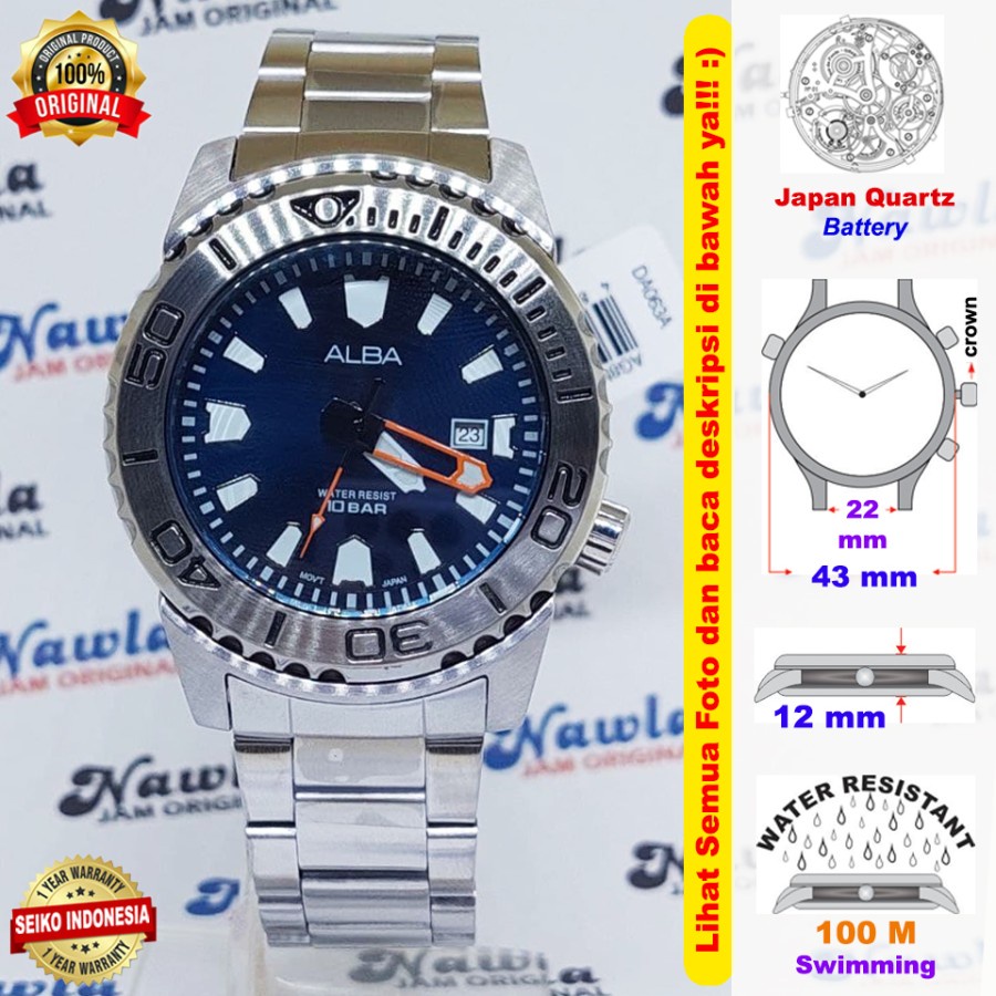 Alba Quartz AG8M07X1 Blue Dial - Jam Tangan Pria AG8M07