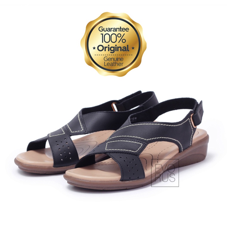 Scholl DS113 Memory Cushion Black 100% Original Sepatu Sandal Kulit Asli Genuine Leather