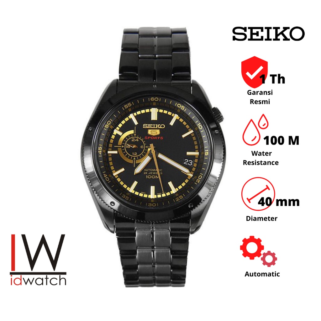 Seiko 5 Sports SSA071K1 Automatic Jam Tangan Pria Original SSA071 Cowok Strap Rantai Stainless