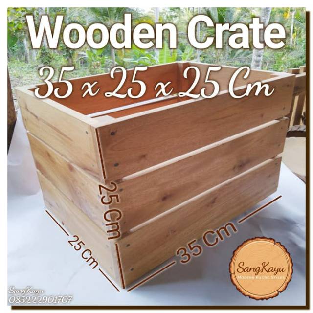 Wooden Crate 35x25x25 cm kotak kayu serbaguna Wood storage box kayu