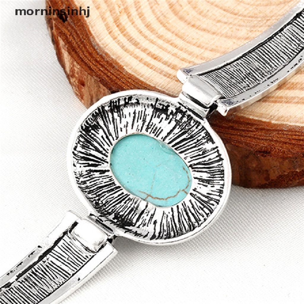 Mor Gelang Bangle Silver Tibet Hias Batu Turquoise Untuk Wanita