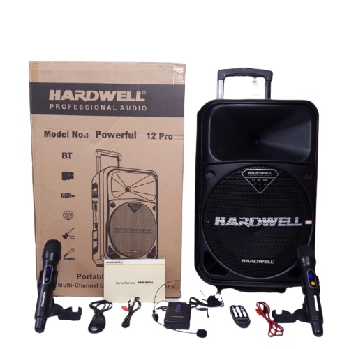 SPEAKER AKTIF 12 INCH HARDWELL POWERFULL 12 PRO PORTABLE TROLLEY ORIGINAL HARDWELL
