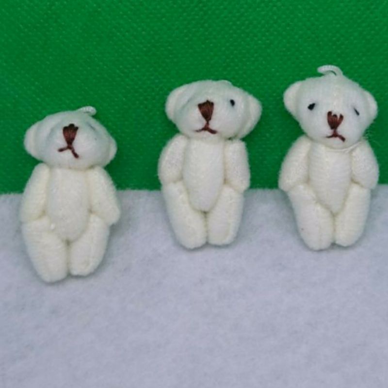 Aplikasi Boneka Beruang Putih Kecil 4cm - Bahan Gantungan Kunci
