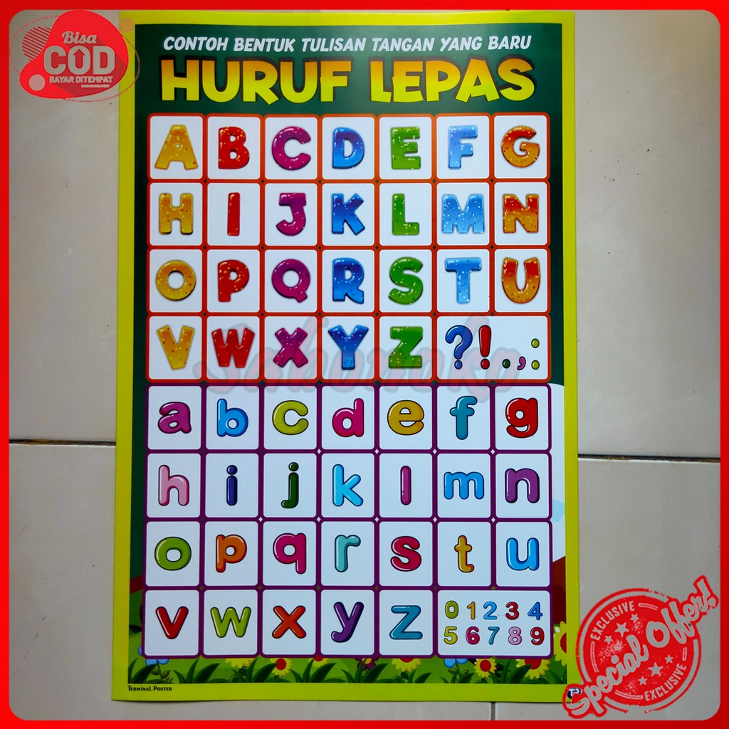 Poster ABC / Poster Huruf Lepas / Poster Edukasi