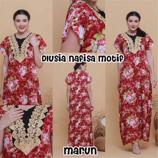 Daster arab DLUSIA NAFISA House Dress Rayon motif Renda import