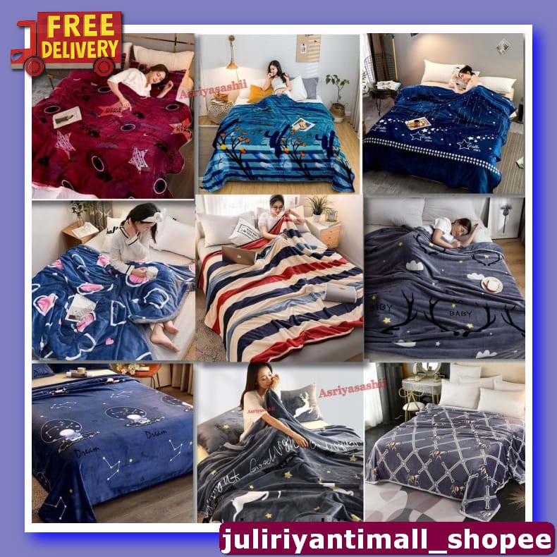 Selimut Tebal Dewasa Ultimate Bulu Domba Cm - Abu Muda  Musim Sem KH657 Selimut Bulu Halus Selimut