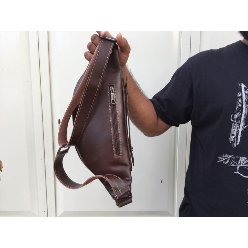Tas Waistbag Classic Full Kulit Sapi Asli