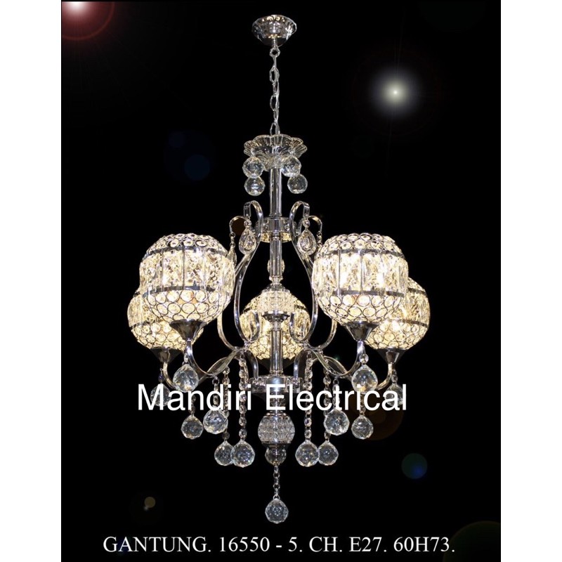 Lampu Hias Gantung Crystal Ruang Tamu 16550-5 CH GD