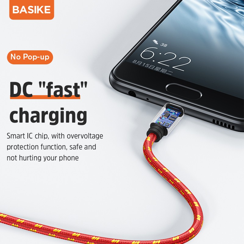 Kabel Data Fast Charging BASIKE Micro USB Cable Android Tangle-free Charger Xiaomi Samsung Vivo OPPO Mobile Cables Converters-3