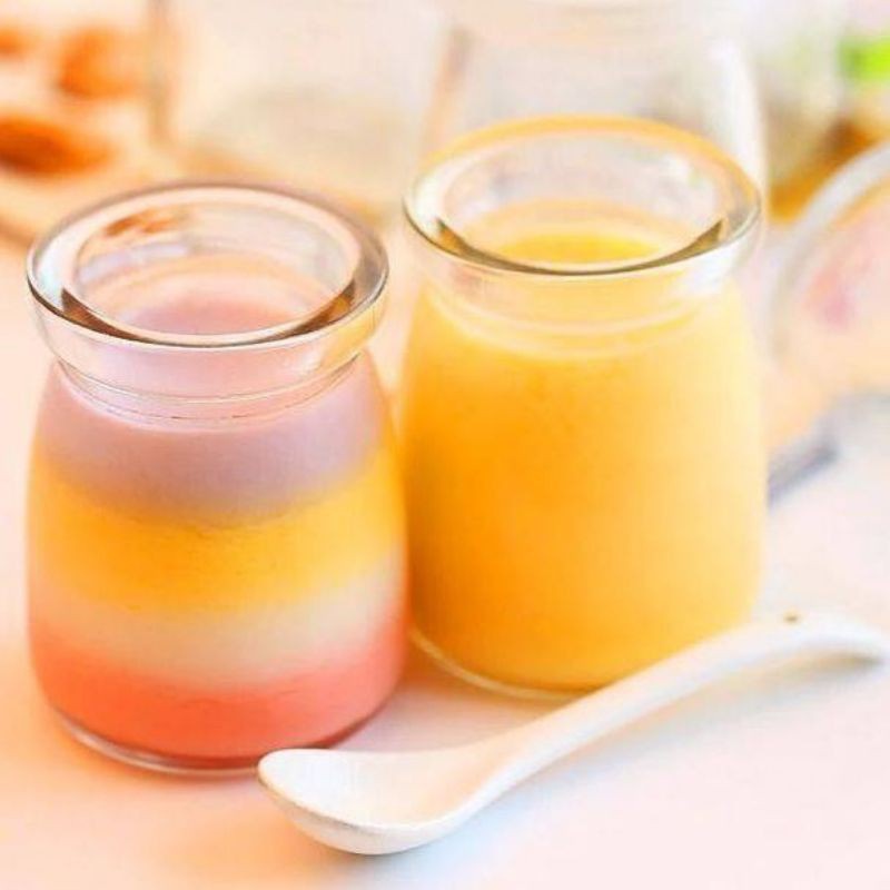 100ML BOTOL TOPLES BELING JAR KACA UKURAN PENDEK (PUDING / SELAI / SUSU / YOGHURT)