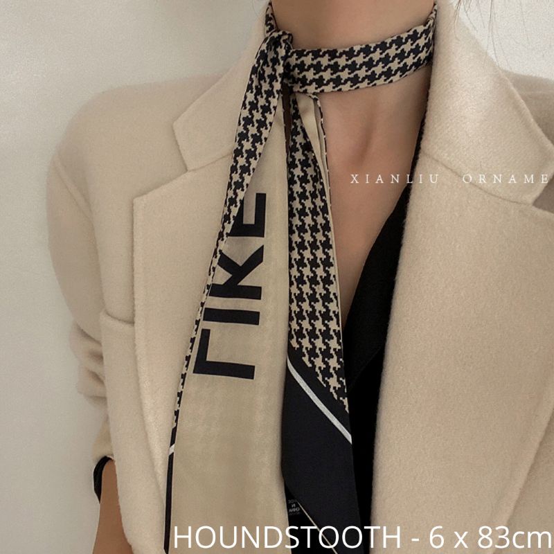 Twilly Scraf Korean Yosbee Premium Silk Syal-Houndstooth