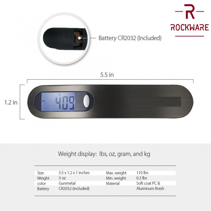 Original ROCKWARE RW-158 Metal Luggage Scale - Timbangan Koper 50 Kg