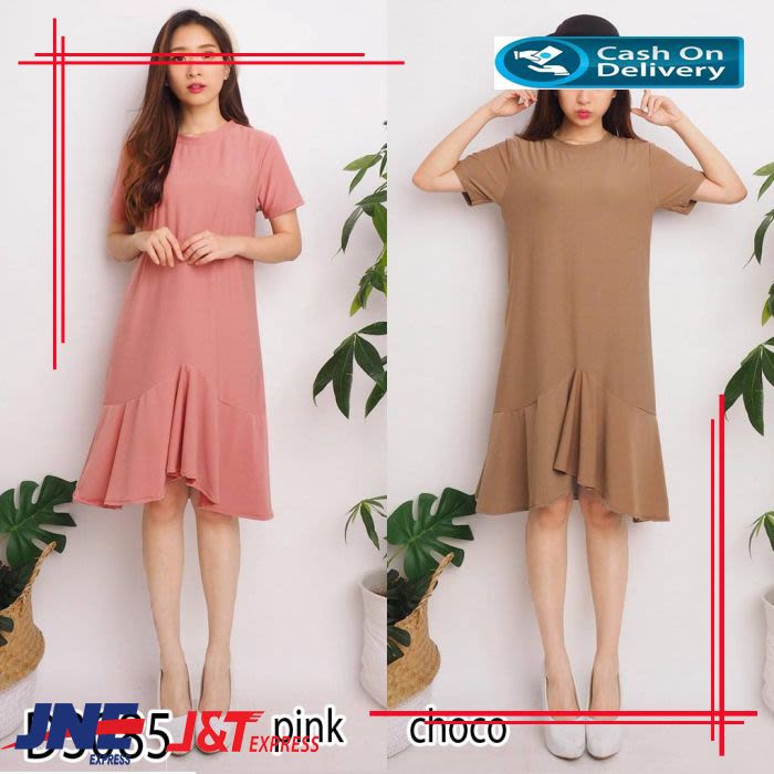 dress polos fashion atasan wanita polos panjang korea BM204