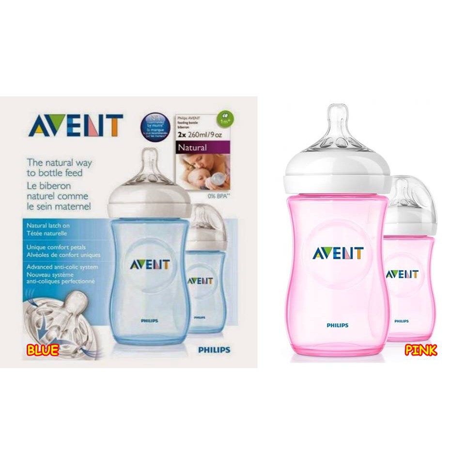 Bottle Natural Avent Twin 260 ML ISI 2 READY HANYA BLUE