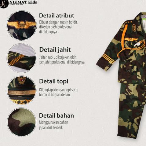 Baju profesi tentara loreng tni anak baju kostum laki laki tk sd