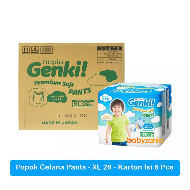 Nepia Genki Popok Bayi Celana Pants  XL26 / XL 26 - Karton Isi 6