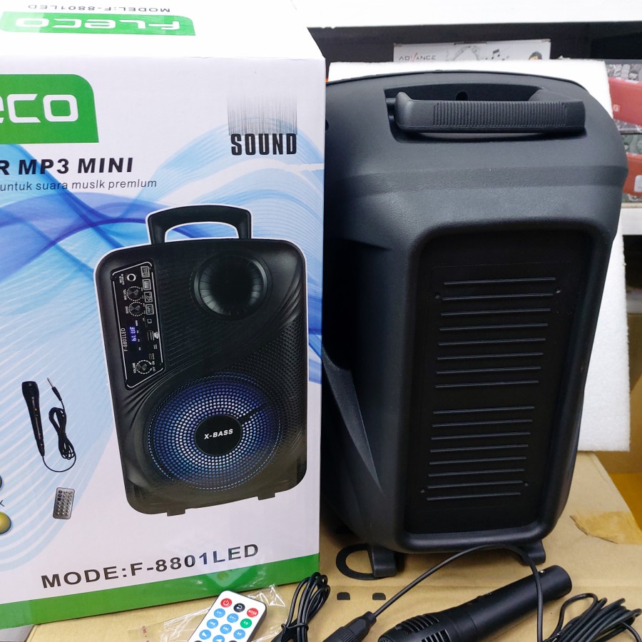 COD SPEAKER BLUETOOTH FLECO 8'5 INCH F-8801 PLUS MIC KARAOKE TERBARU