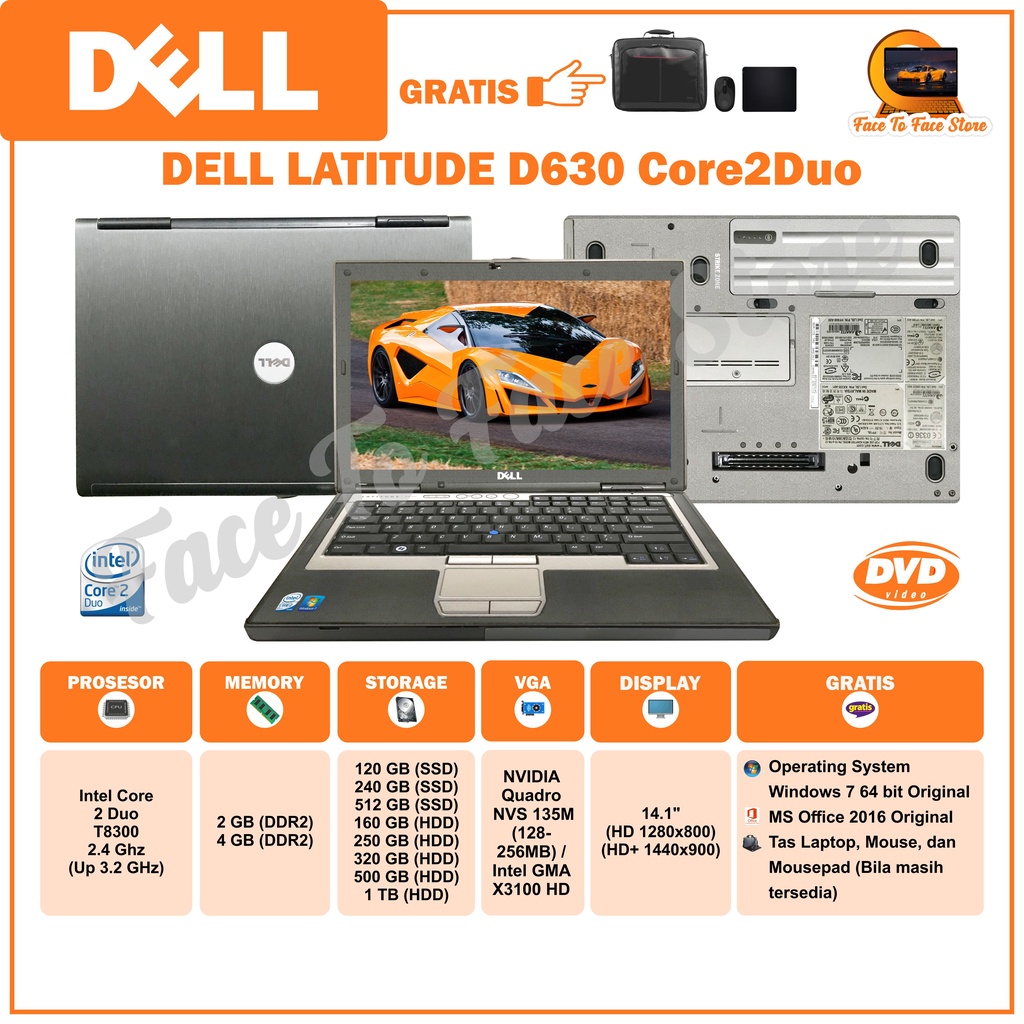 Laptop Terlaris.Dell Latitude D630.Intel Core2Duo.Ram 2GB/4GB.HDD 160GB/250GB/320GB/500GB/1TB  SSD 1