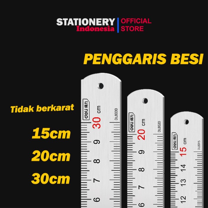 

PENGGARIS BESI METAL RULER 3 ukuran - DELI - 15cm