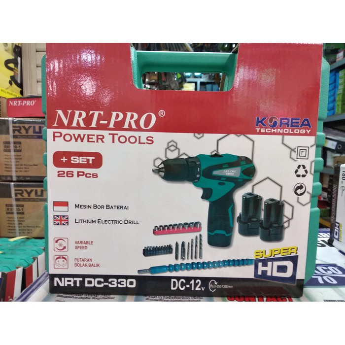 MESIN BOR CORDLESS NRT PRO DC 330 SET MATA BOR -BOR NRT PRO DC 330 SET