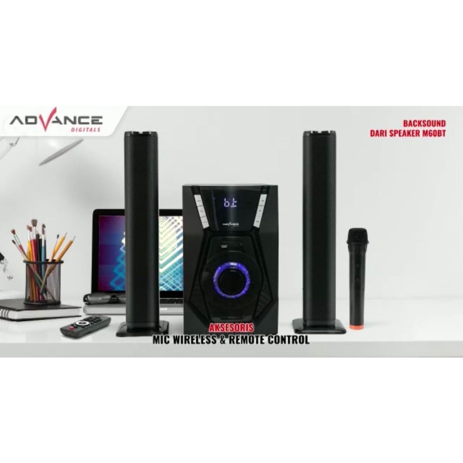 ADVANCE M60BT SPEAKER AKTIF SOUNDBAR BLUETOOTH/SPEAKER SUBWOOFER 2IN1 BISA KARAOKE FREE MIC WIRELES 1PCS