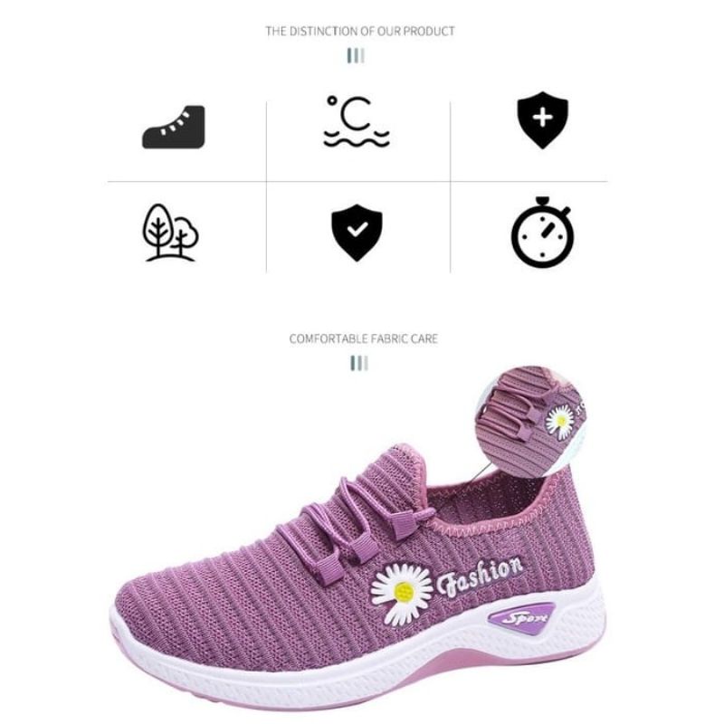 SEPATU SNEAKER WANITA RAJUT OLAHRAGA MOTIF FLOWER-1