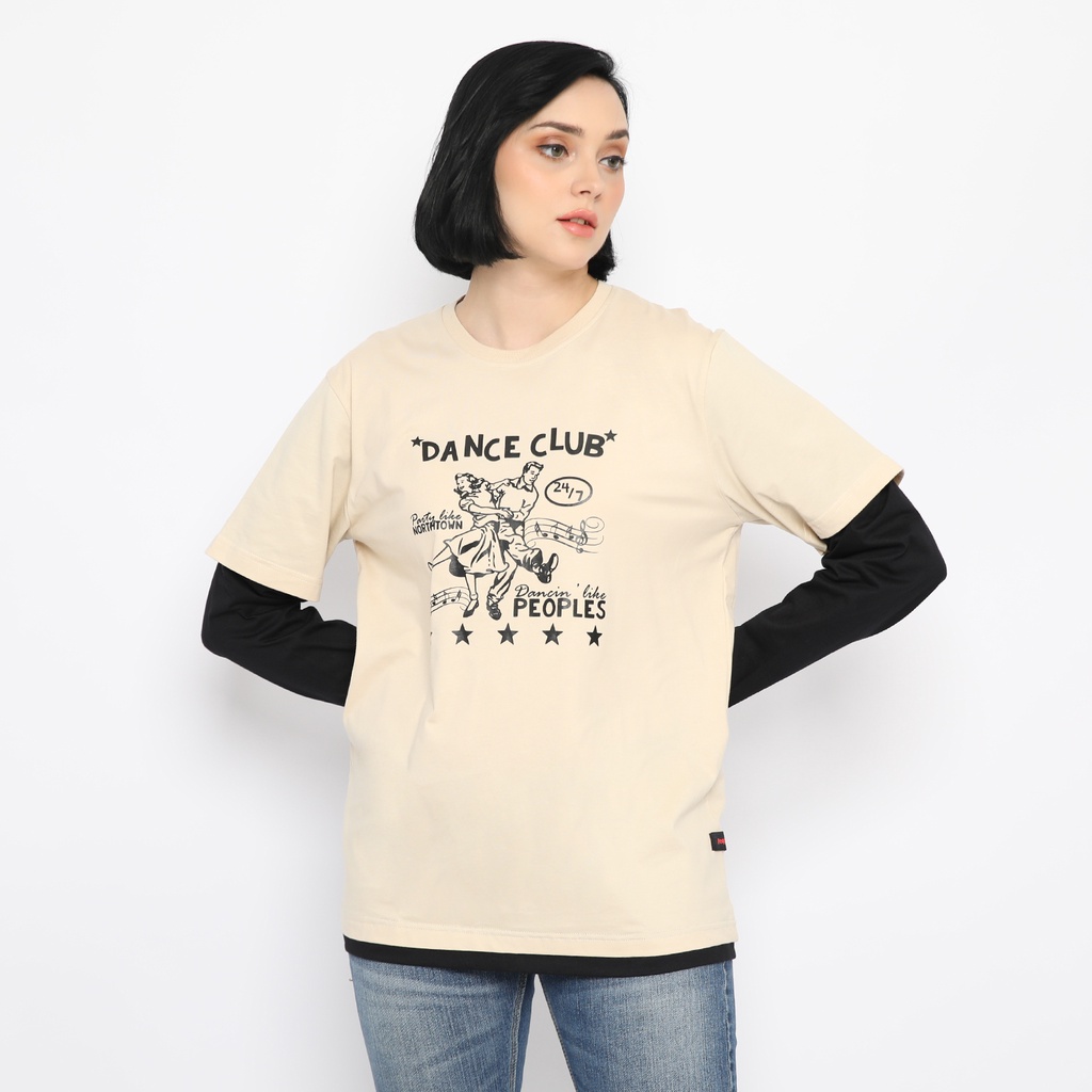 Peoples kaos pria unisex double layer dance club - cream