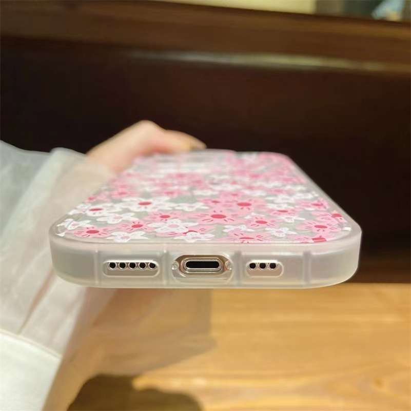 Soft Case Silikon TPU Motif Bunga Pink Untuk iPhone 13 12 11 Pro Max X Xr Xs Max SE 2020 8 7 6 6s Plus