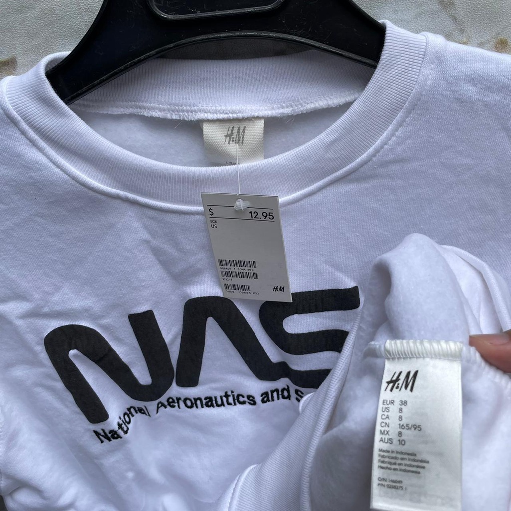 H&amp;M Crewneck NASA White / Sweater HnM Original Pria Wanita